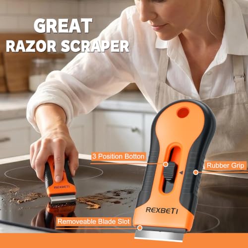 REXBETI Razor Blade Scraper Tool Set 2 - Heavy Duty Glass & Paint Remover