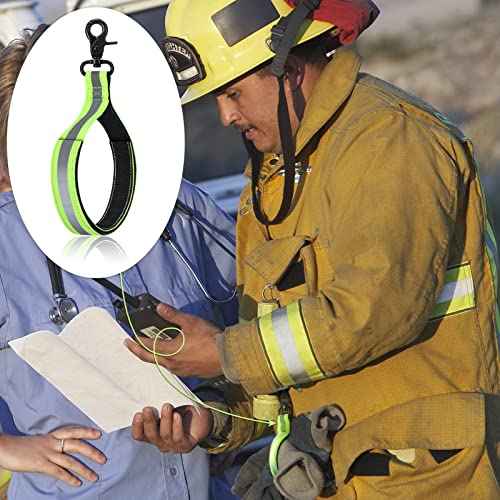 Shappy 3 Pcs Firefighter Glove Strap Heavy Duty with Reflective Trim Turnout Gear Glove Safety Adjustable Strap Accessories Gear(Fluorescent Yellow)