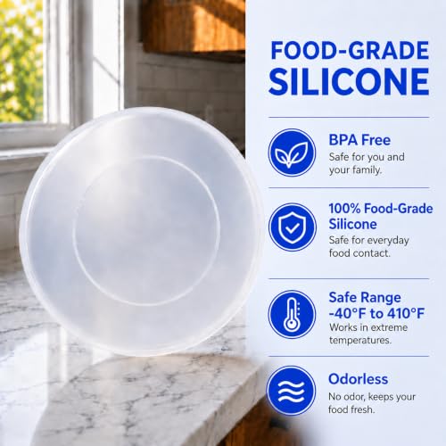 Yvlixyn Silicone Lid for Instant Pot 5–6 Qt, Airtight Food Storage with Hooks - Transparent White 6QT
