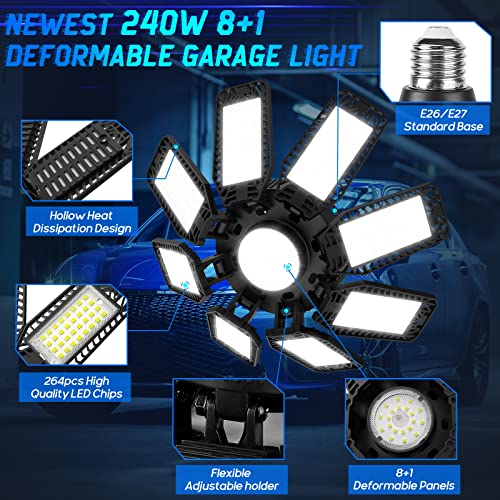 ISKYDRAW 1 Pack Garage LED Light 240W 24000LM Ceiling Fixture Adjustable Panels