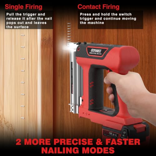 GoYwato 21V Cordless 2-in-1 Brad Nailer & Stapler Gun - Red