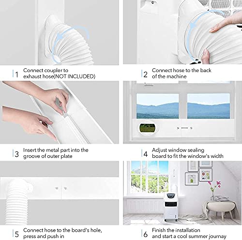 UNAOIWN 5.9” Portable AC Window Vent Kit with Seal Strip for Exhaust Hose