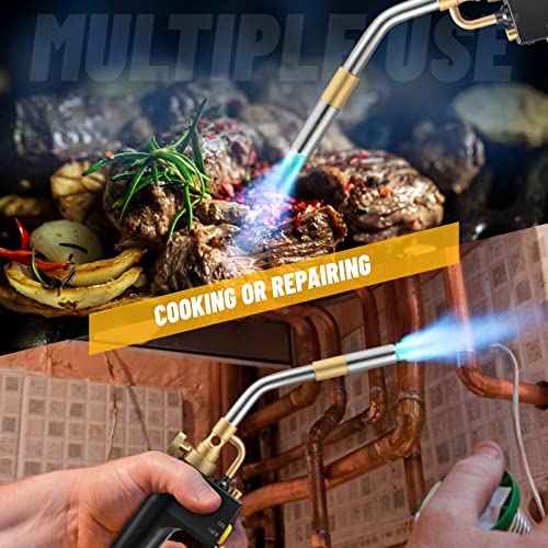 Propane Torch Head, MAPP Gas Torch Head, Portable Trigger Start Torch Tip for Propane MAPP MAP/PRO Tank, Torch for Soldering Welding Stripping Paint Searing Steak