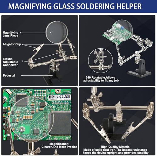 100W Soldering Iron Kit,Adjustable Temperature 180-520¡É Solder Iron,16 In 1 Soldering Iron Kit with 5 Solder Tips,Multimeter,Desoldering Pump,Stand,Tweezers