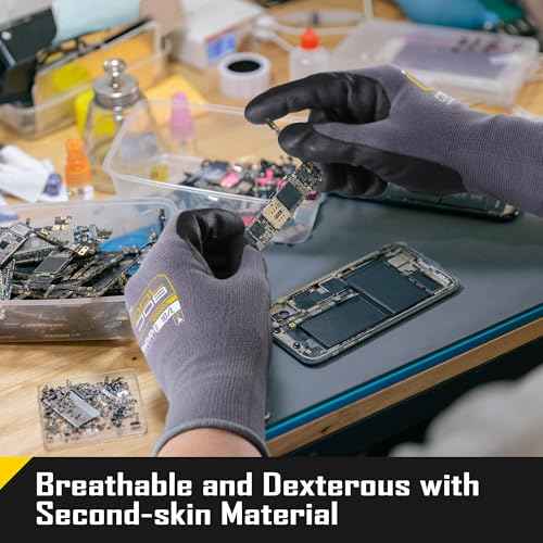 COOLJOB 3/12/36 Pairs Safety Work Gloves Microfoam Nitrile Rubber Coated, Seamless Knit Nylon with Full Fingers Touchscreen, Grip Nitrile Dipped, Ideal for Warehouse, Home Improvement, Grey Large