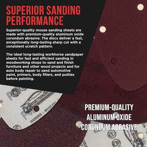 Premium 5-Hole Pattern Mouse Detail Sander Sandpaper Sheets, 160 Disc Variety Pack, Grits 40, 60, 80, 100, 120, 150, 180, 220, 320, 400, 600, 800 - Hook & Loop - Woodworking Furniture