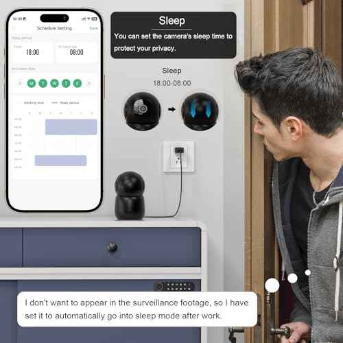Indoor Camera, 2K Cameras for Home Security with App Motion Detection Auto Tracking Alarm Live Notice Schedule Default Location, Pet Camera with Night Vision, 2.4 GHz Black