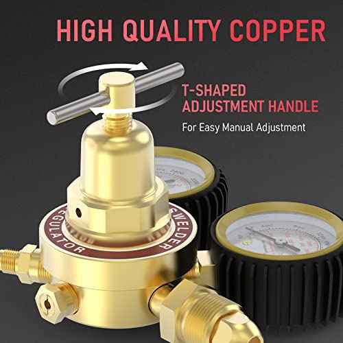 YESWELDER Nitrogen Regulator with Hose, 0-600 PSI and 0-4000PSI Output Pressure, CGA580 Inlet Connection and 1/4" male flare fitting