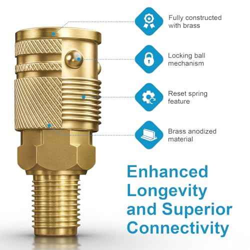 14 Pcs Air Hose Fittings 1/4 Inch NPT, Air Tool Fittings Air Compressor Fittings Quick Connect, Premium Brass Air Coupler And Plug Kit RNSXYAT