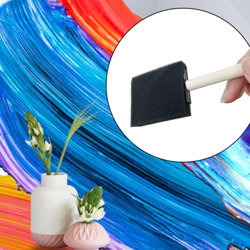 8 Pcs Foam Paint Brushes, 4 Sizes Wood Handle & Sponge-Tipped, 2 Each of 1", 2", 3", 4", Foam Brushes for Staining, Varnishes, Large Area Painting and DIY Craft Projects
