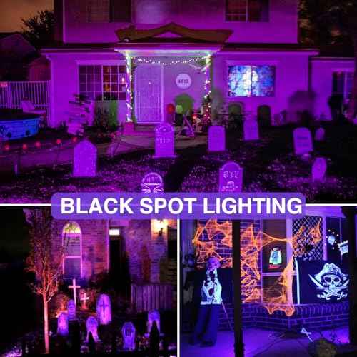 SUNVIE 6 Pack Halloween LED Black Lights12W Black Light Spotlight Outdoor 120V Outdoor Blacklight Spotlight Waterproof Halloween Blacklight Spot Light for Glow Party Fluorescent Body Paint