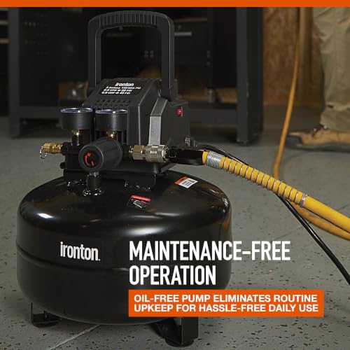 Ironton Oil-Free Pancake Air Compressor 0.3 HP 3-Gallon 110 PSI