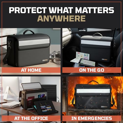 Fireproof Document Bag 5200°F Waterproof Safe Organizer with Shoulder Strap