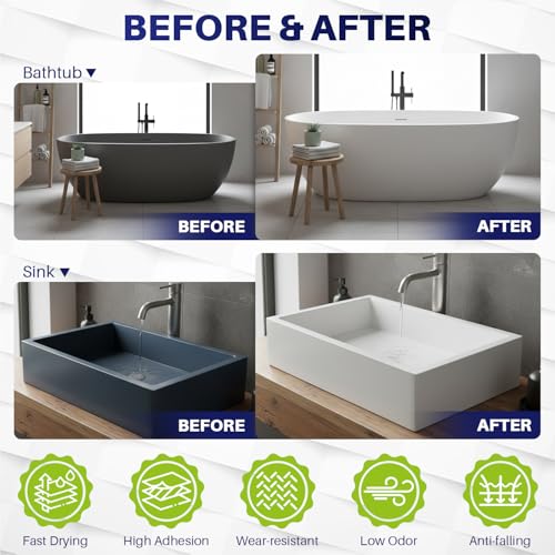 IRONABLE 17oz Tub and Tile Refinishing Kit - DIY Bathtub & Surface Paint with Tools