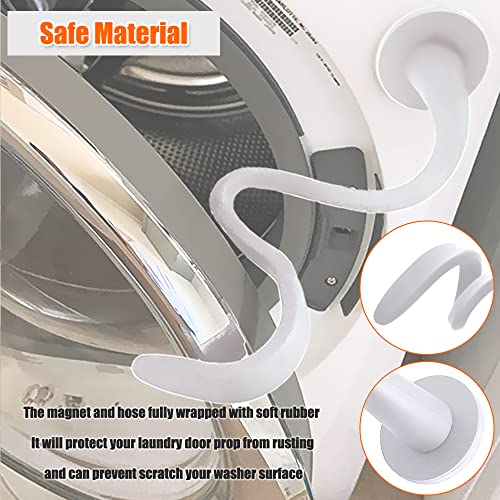 eHuangTools White Front-Load Washer Door Prop & Stopper, 6-in-1 Magnetic Holder with Flexible Hose