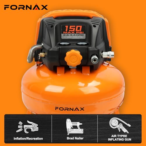 Fornax Pancake Air Compressor 6 Gallon Portable Electric 150 PSI Oil-Free