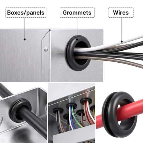 2 Inch Rubber Grommet Kit for Wiring - Large Hole Plugs for Metal & Electrical Boxes