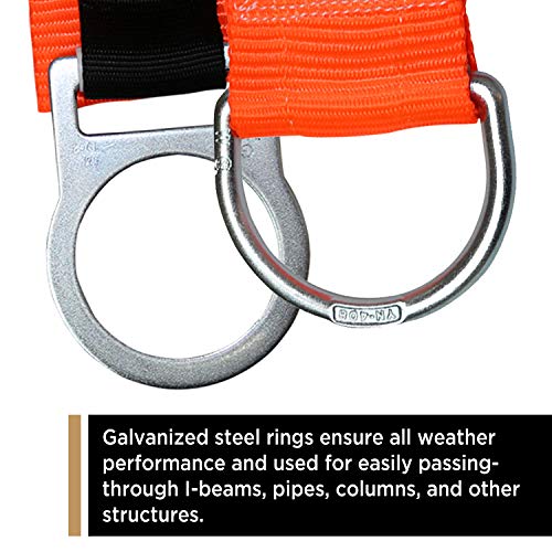 AFP 4¡¯ Cross Arm Strap Premium Heavy-Duty Pass-Through Double Steel Ring, Safety Fall Protection Anchorage Connector (OSHA/ANSI) PPE 1 Pack