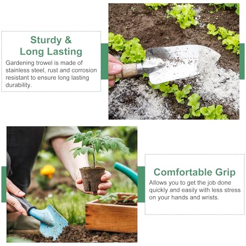 HARFINGTON Garden Hand Shovel 11.8" x 4.5" Stainless Steel Square Shovel Hand Trowel Gardening Tools for Transplanting Weeding Digging Planting