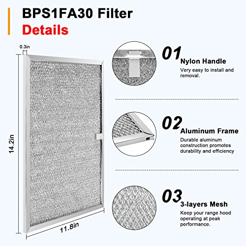 Fetechmate BPS1FA30 11.75 x 14.25 x 0.375 in Aluminum Range Hood Filter (2-Pack) for 30" QS1/WS1/WS2 & S99010305