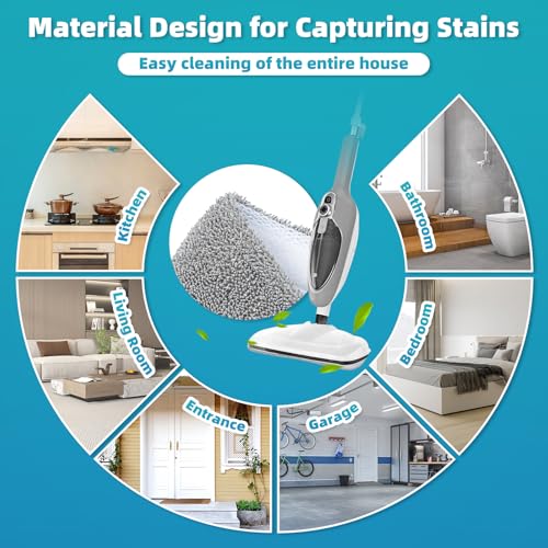 LOVECO 4 Pack Steam Mop Pads for GorFanty Neugo MX-C02 — 11-in-1, 12.4x5.9in, Machine Washable, Includes Laundry Bag