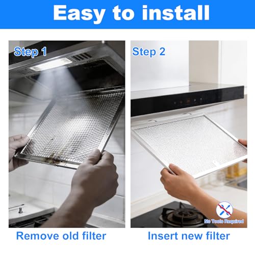 ENKTIK S99010430-002 2-Pack Range Hood Filter Replacement for Broan/Nutone - 13-7/8 x 15-3/4 x 3/8 in, 5-Layer Aluminum, Easy Install & Washable