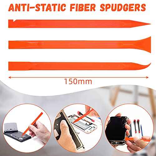 Minatee 18 Pieces Non-scratch Plastic Scraper Tool Multi-purpose Carbon Fiber Pen-shaped Plastic Scraper for Cleaning Small and Narrow Space(Orange)