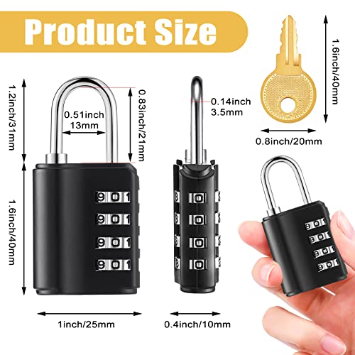 Kenning 10 Pcs Combination Padlock 4 Digit Combination Lock with Keys Locker Resetable Security Outdoor Waterproof Gate Lock for School Sports Gym Locker Employee Fence Case (Silver and Black)