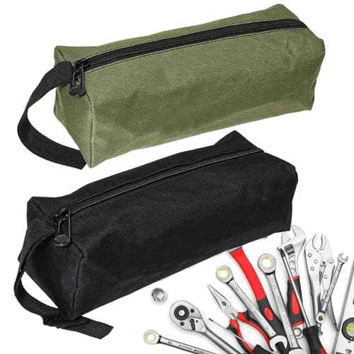 Tool Pouch Bag 2 Pcs Canvas Tool Pouch,Multi-Purpose Tool Bags, Multi-Purpose Small Zipper Tool Pouchs,Screwdriver Tool Bag Set for Organizer Storage Various Electrician Tools