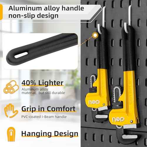 deli Pipe Wrench 8-inch, Heavy Duty Straight Adjustable Wrench, Professional Plumbing wrench tools, for Pipe, Home, Vehicle repair