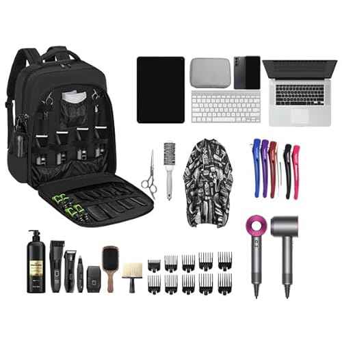 Barber Supplies Bag, Portable Backpack Bags Organizer for Clippers and Supplies, Travel Hairstylist Clipper Case for Barber Tools with USB Port