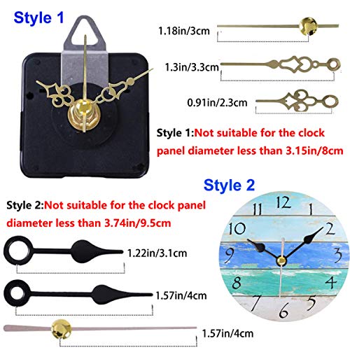 HILLHOME 1/2 Inch Shaft Wall Clock Movement Kit with 5 Pairs of Hands - Non Ticking Quartz Motor for DIY Repair