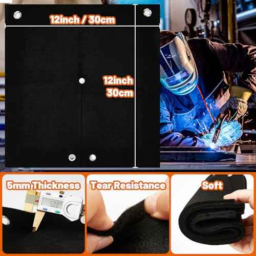 Carbon Felt Welding Pad & Blanket Fireproof, 12" x 12", Opening Shape Heat Resistant Mat, 5MM Fire Protection Shield, Heat Insulation, Flame-Retardant HVAC Torch Flame Protector
