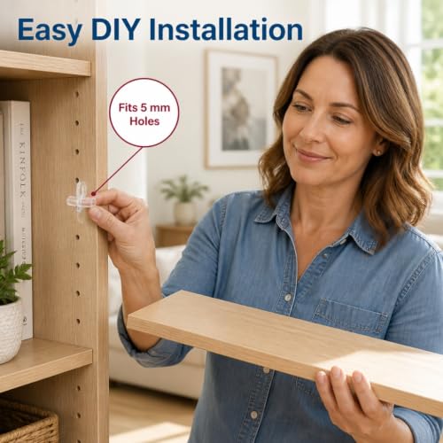 Prime-Line EP 9384 Clear Plastic Shelf Support Pegs 12 Pack for Cabinets