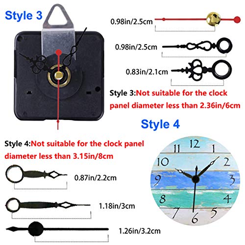 HILLHOME 1/2 Inch Shaft Wall Clock Movement Kit with 5 Pairs of Hands - Non Ticking Quartz Motor for DIY Repair