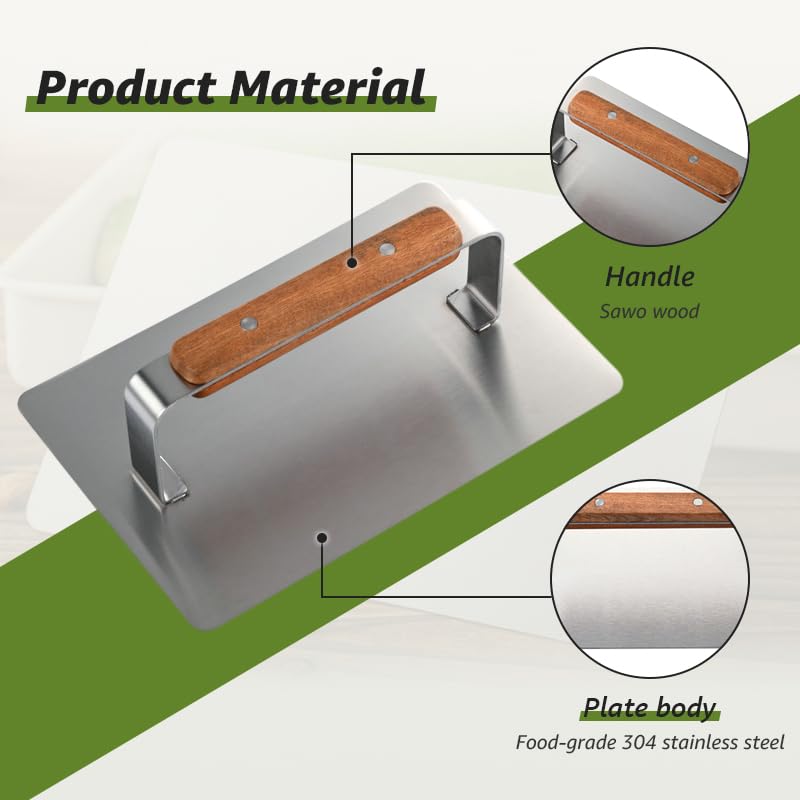 Stainless Steel Trash Compactor Tool with Wooden Handle for Kitchen Waste