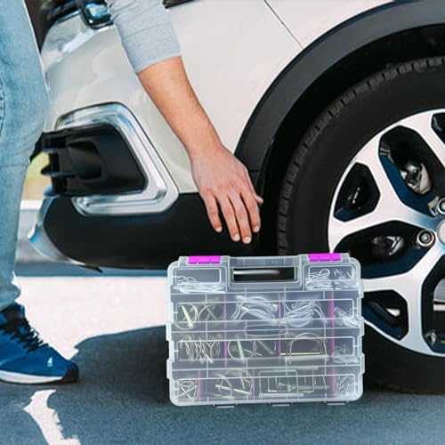 Busy-Corner Purple 50-Compartment Double-Sided Parts Organizer Box with Removable Dividers