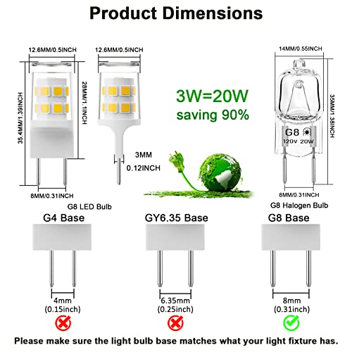 VITUNOV G8 LED Microwave Bulb 20W Daylight White 6000K, 2 Pack, 120V Replaces WB25X10019