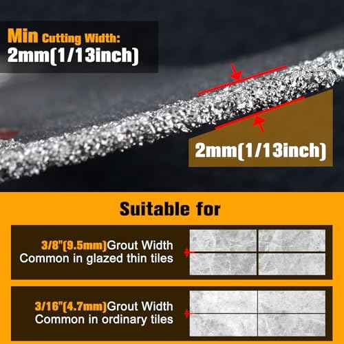 Diamond Grout Removal Blades, 3pcs, Silver, Diamond Material, Compatible with Concrete, Mortar, Grout