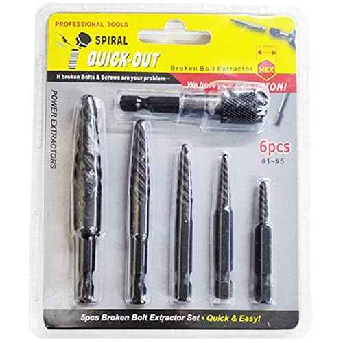 NORTOOLS 6 PCS Broken stud extractor kit Damaged Screw Extractor Set with 1/4 Quick Change Arbors Tool Kit Fine Thread Bad Screw Stud Remover