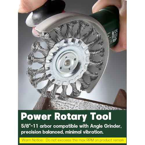 Crimped Wire Wheel Brush 4in 5/8-11 Threads Arbor for 4-1/2" Angle Grinder Metal Rust Paint Stain Removal - 1pcs