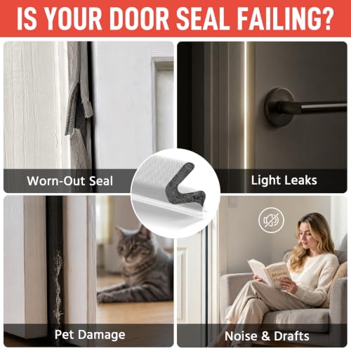Litaibai 40 ft White Kerf Weather Stripping Door Seal for Exterior Doors, Press-In Fit