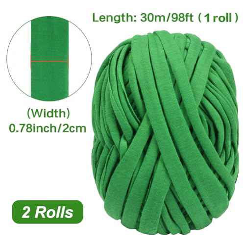 Shintop 2 Packs Garden Twine, Soft Plant Ties Green Tomato Ties Stretchy Garden String for Supporting and Tying Climbing Plants Veggies Flower(98 Feet/Roll