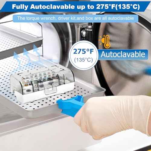 Dental Implant Torque Wrench Set Universal Prosthetic Kit Dental Implant Kit with Torque Adjustable Ratchet Screwdrivers 16pcs, Fully Autoclavable,10-70Ncm, Secure/Disassemble Implant Restorations