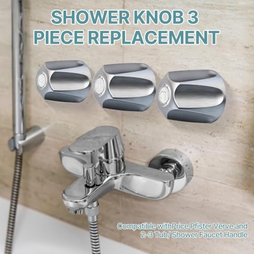 Ayxwkyfc 3 Pack Chrome Tub Knobs Replacement Set for Pfister Verve Shower Handles