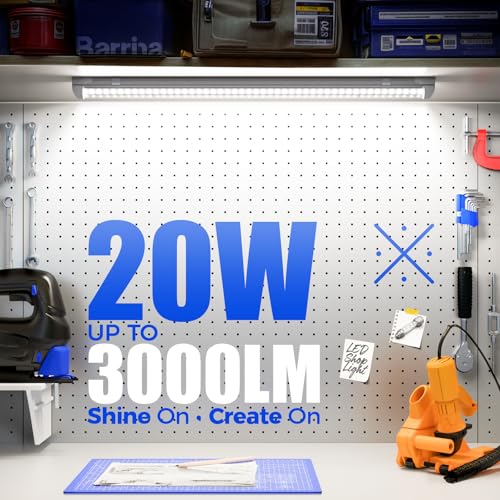 Barrina 2FT LED Shop Lights 20W 3000LM 5000K Daylight White, 2 Pack