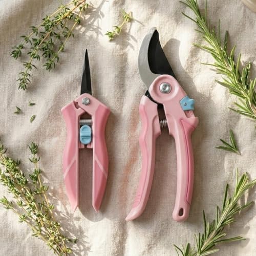 Pink NEXON Pruning Shears 2-Pack - 8" Bypass Garden Clippers & 6.25" Precision Snips