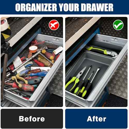 ¡¼LARGE SIZE¡½¡¼68PCS¡½Tool Box Organizer Tray Divider, ¡¼5 Size¡½Toolbox Desk Drawer Organizer, Organization and Storage Toolbox for Garage Accessories (68pcs-Grey) (68PCS 5Sizes)