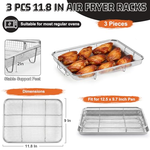 P&P CHEF 11.8 In Air Fryer Basket Set (3 Pieces) for Oven & Air Fryer, 11.8 x 9 x 2 Inches
