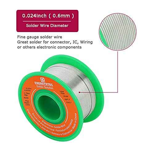 Solder Wire Rosin Core No Lead Electrical Solder Wire Thin 0.6mm 50g Fine Solder with Flux 2.5 PB Free Sn99 Ag0.3 Cu0.7 Flow 0.11lb Electronics Soldering DIY Repair Tiny Solder